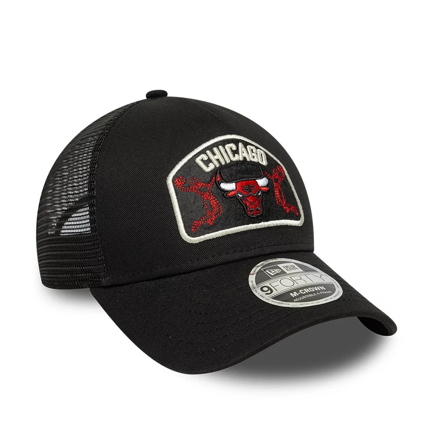 NEW ERA Chicago Bulls NBA Black 9FORTY M-Crown A-Frame Trucker Adjustable Cap