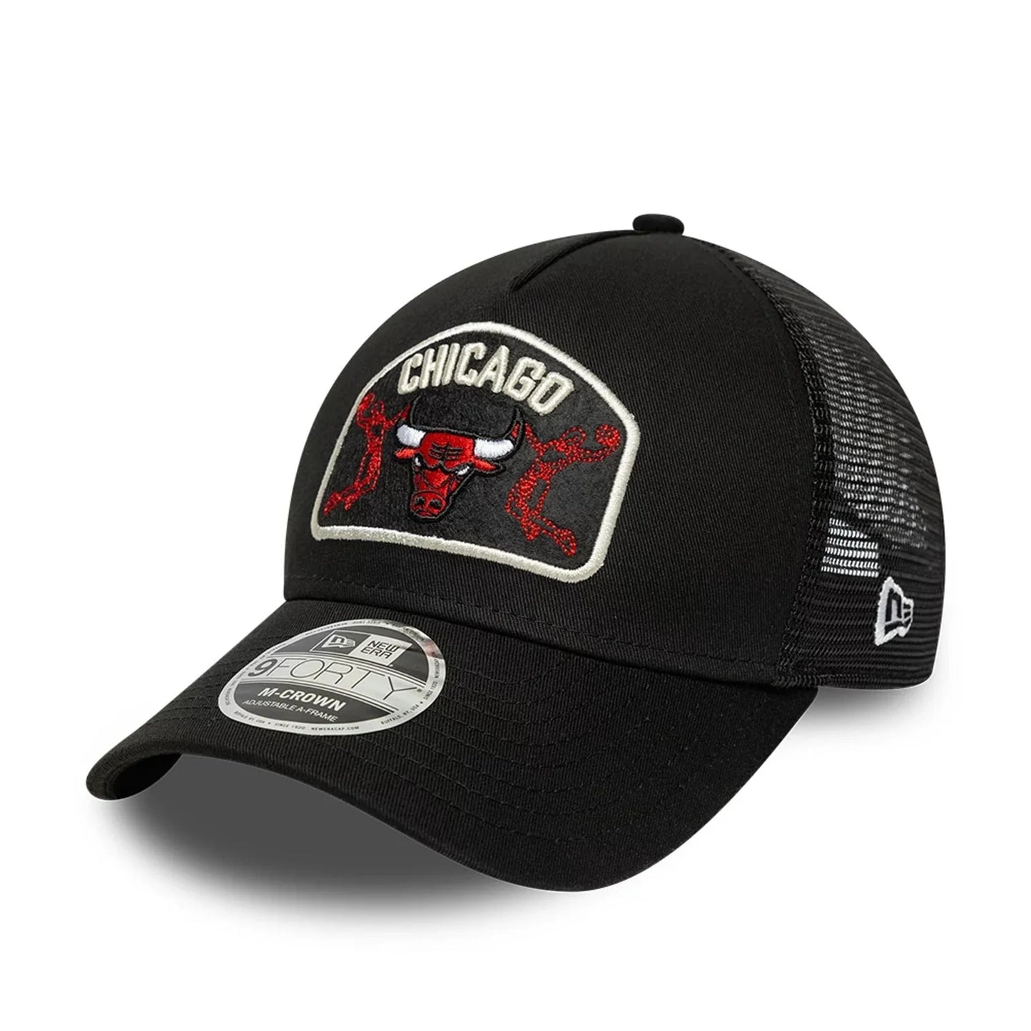 NEW ERA Chicago Bulls NBA Black 9FORTY M-Crown A-Frame Trucker Adjustable Cap
