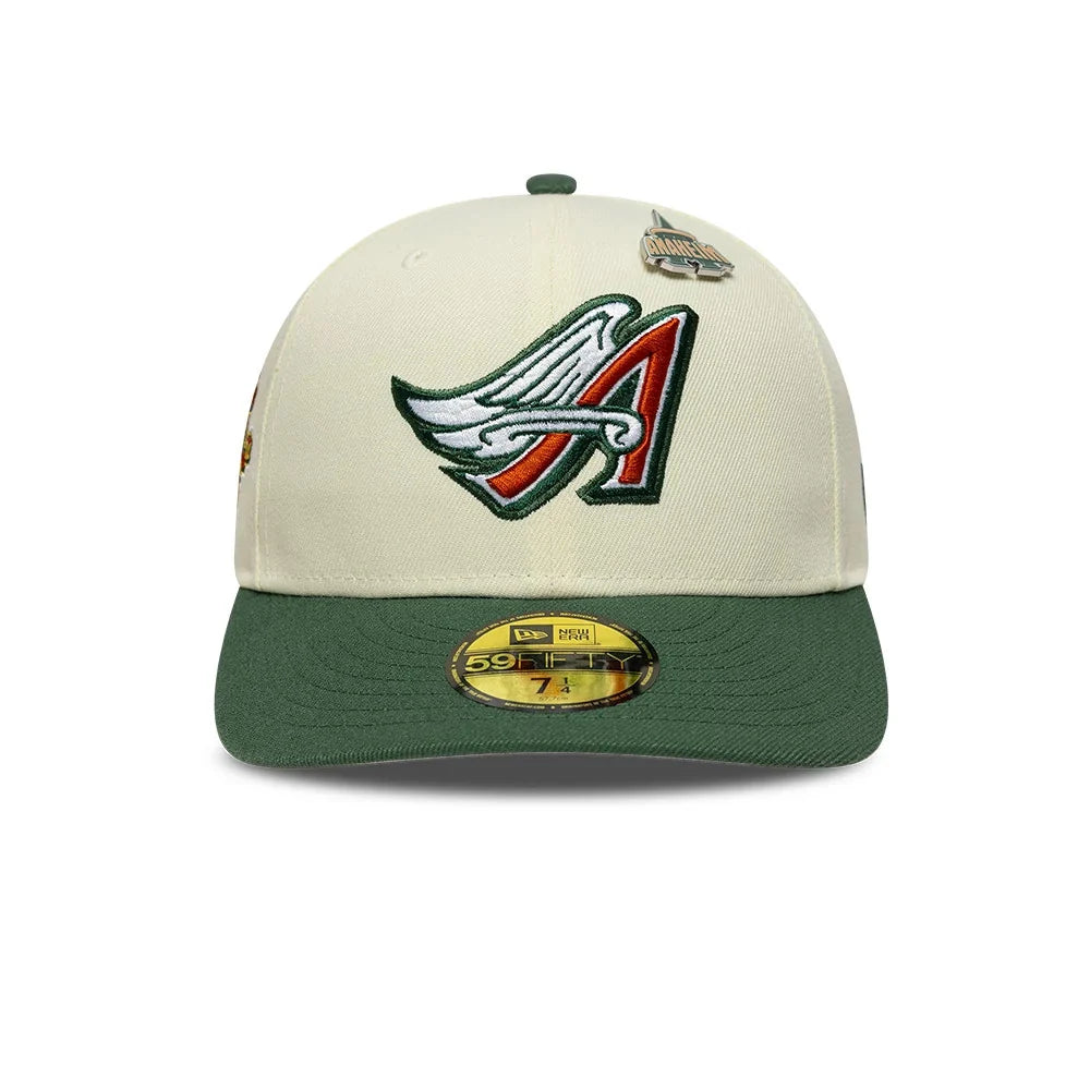 NEW ERA LA Angels MLB Pin Cream & Dark Green 59FIFTY Fitted Cap
