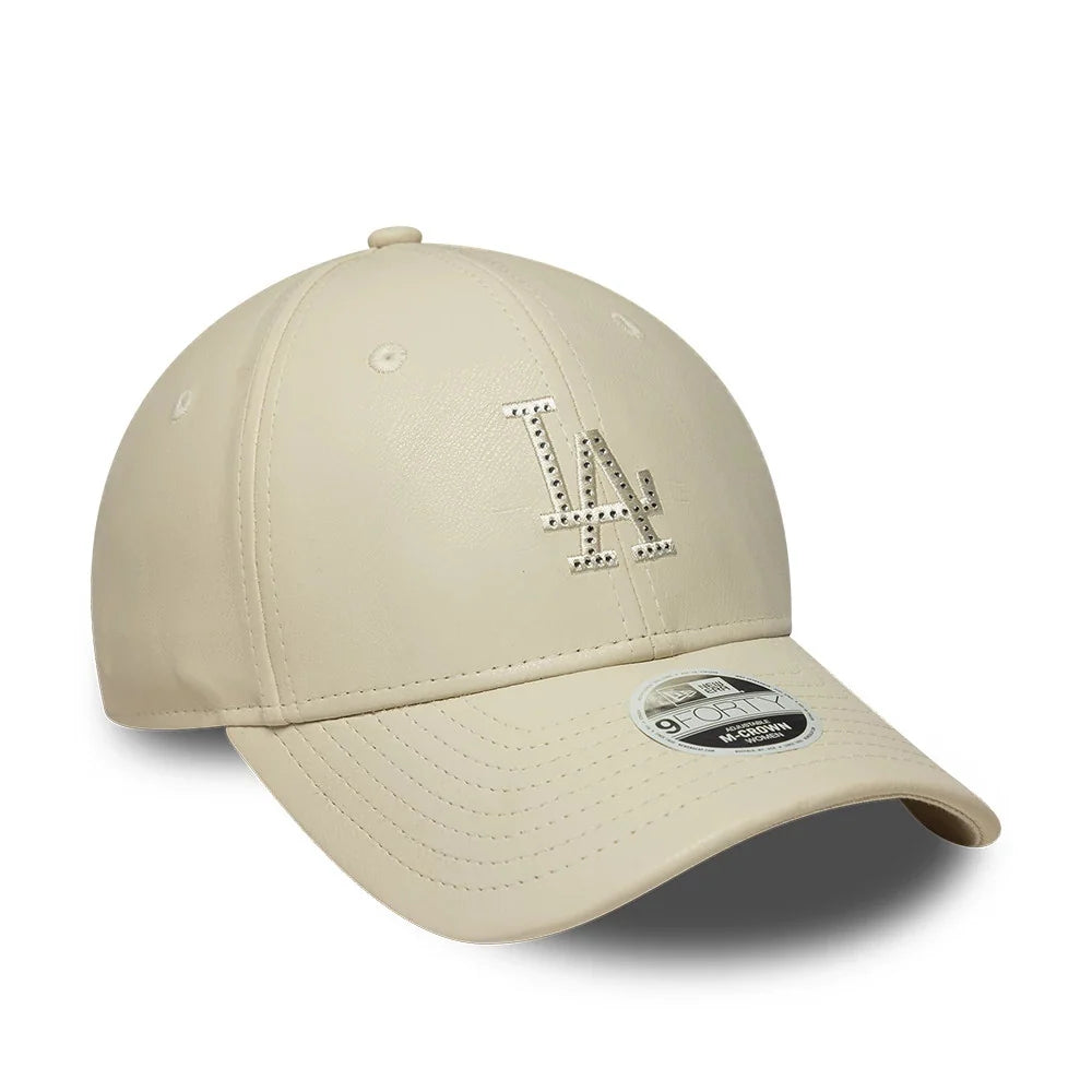 NEW ERA LA Dodgers Womens MLB Diamante PU Cream 9FORTY M-Crown Adjustable Cap