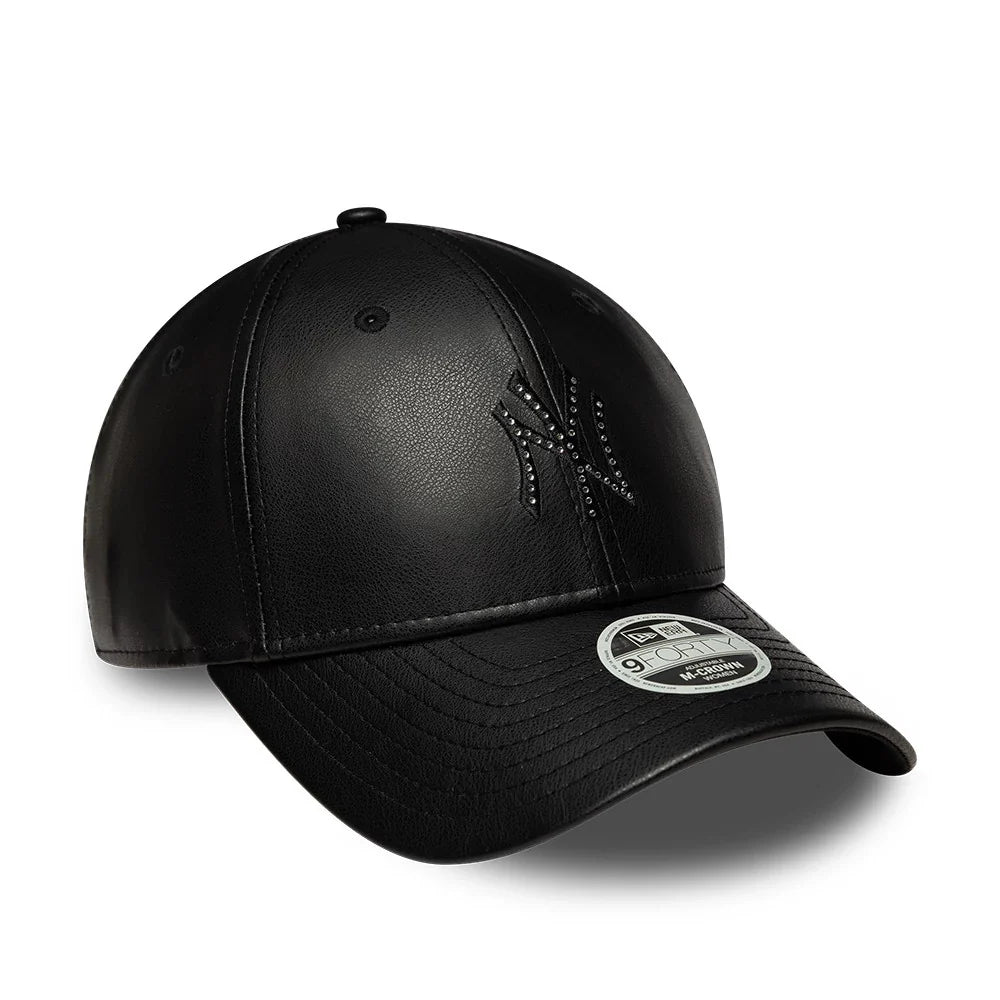 NEW ERA New York Yankees Womens MLB Diamante PU Black 9FORTY M-Crown Adjustable Cap