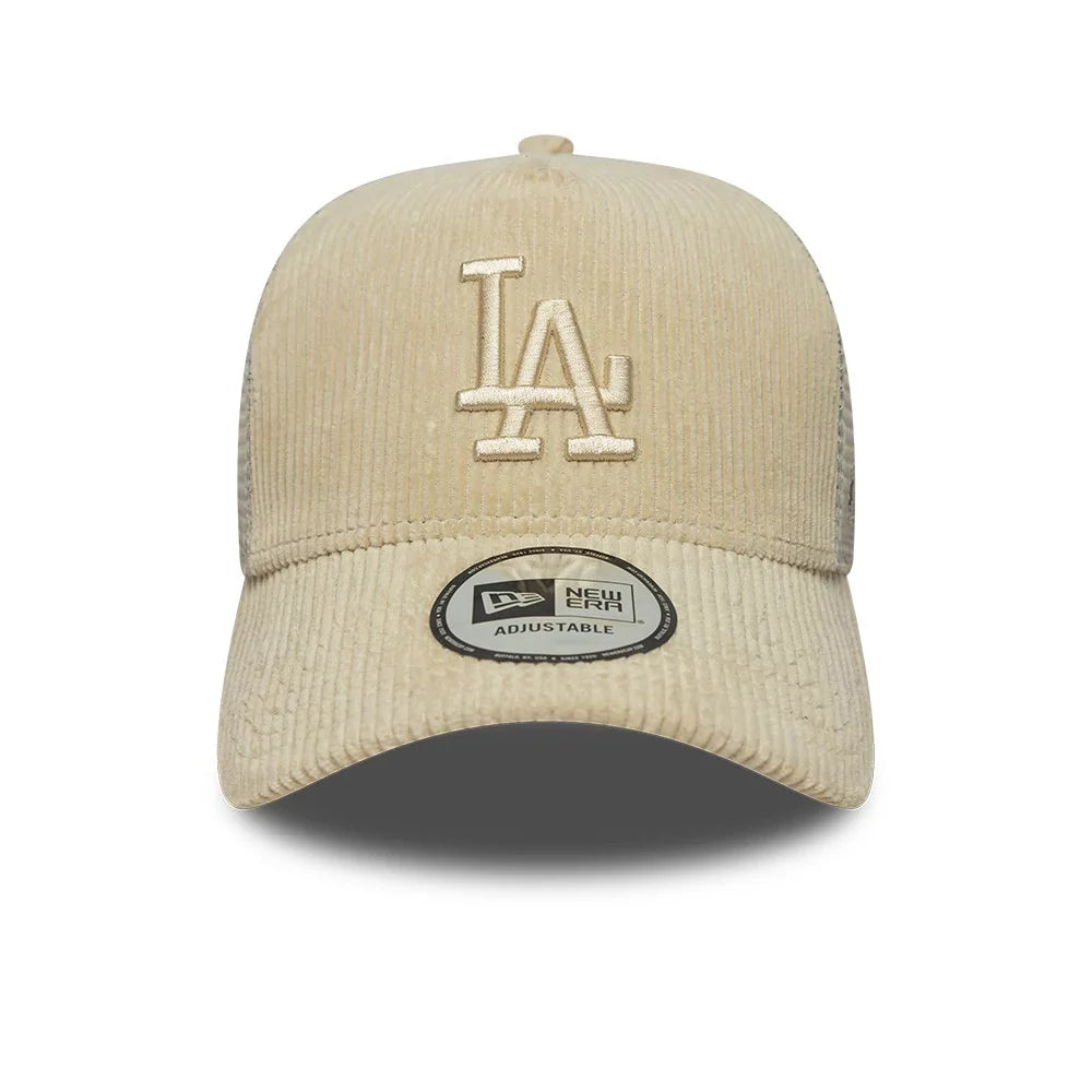 NEW ERA LA Dodgers MLB Cord Cream 9FORTY A-Frame Trucker Adjustable Cap