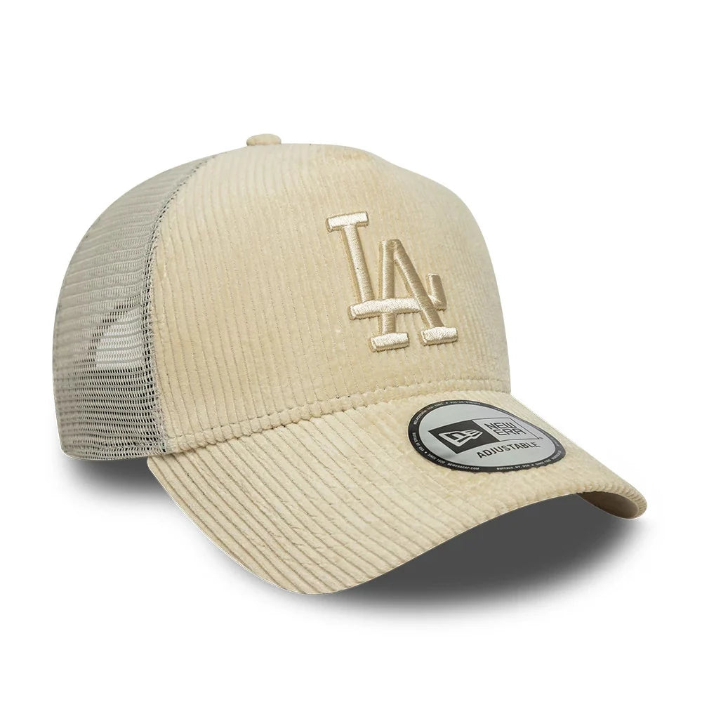 NEW ERA LA Dodgers MLB Cord Cream 9FORTY A-Frame Trucker Adjustable Cap
