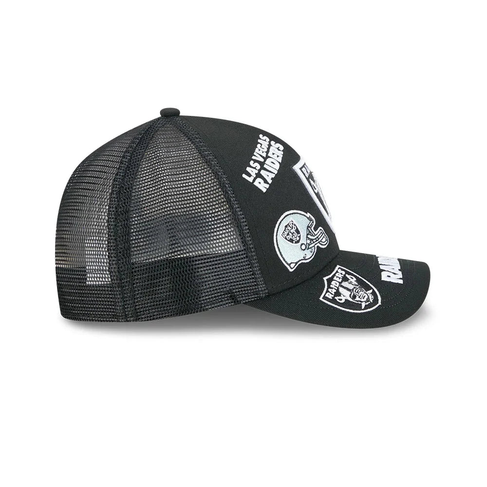 NEW ERA Raiders NFL All Over Black 9FORTY M-Crown A-Frame Trucker Adjustable Cap