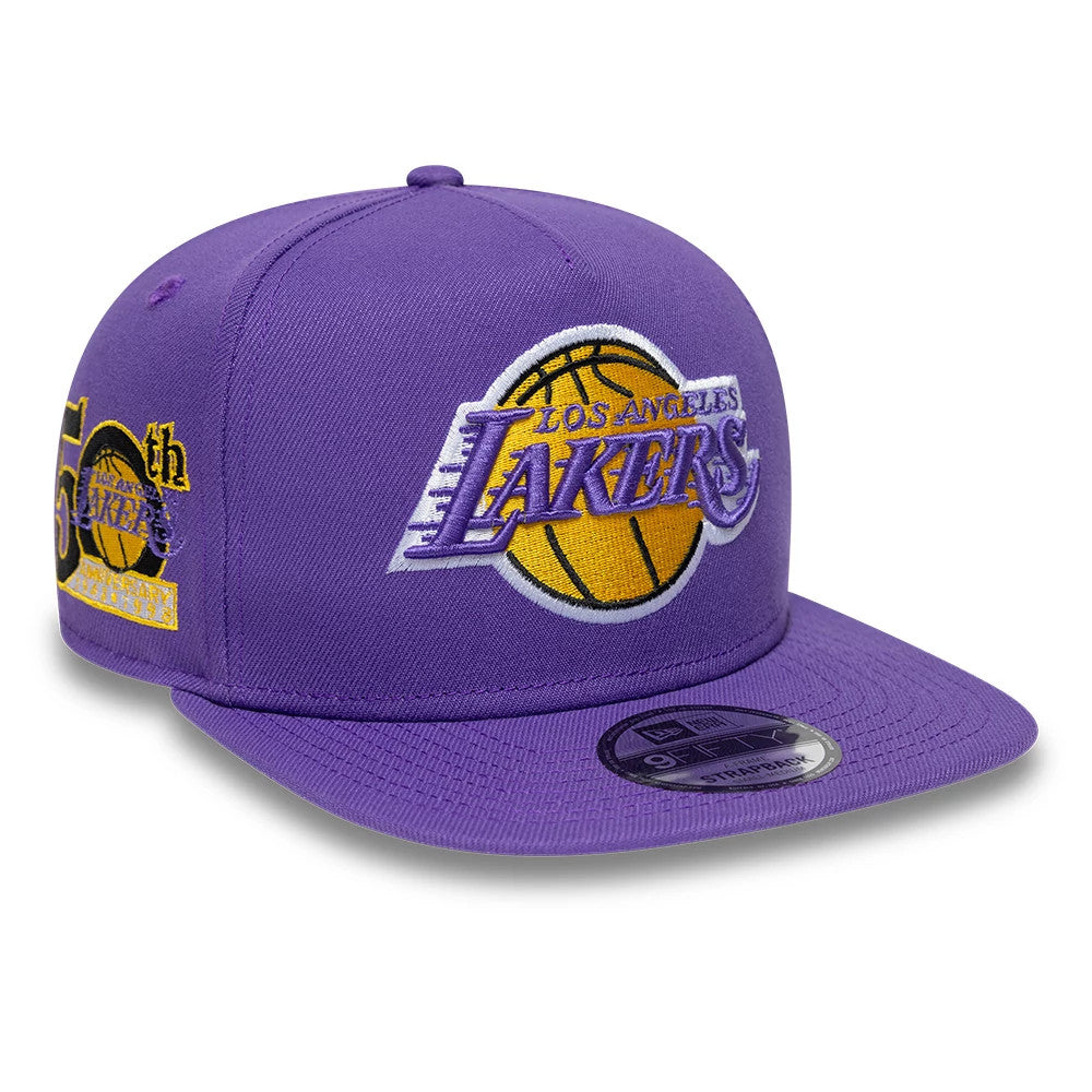 New Era LA Lakers NBA Hardwood Classic Purple 9FIFTY A-Frame Snapback Adjustable Cap