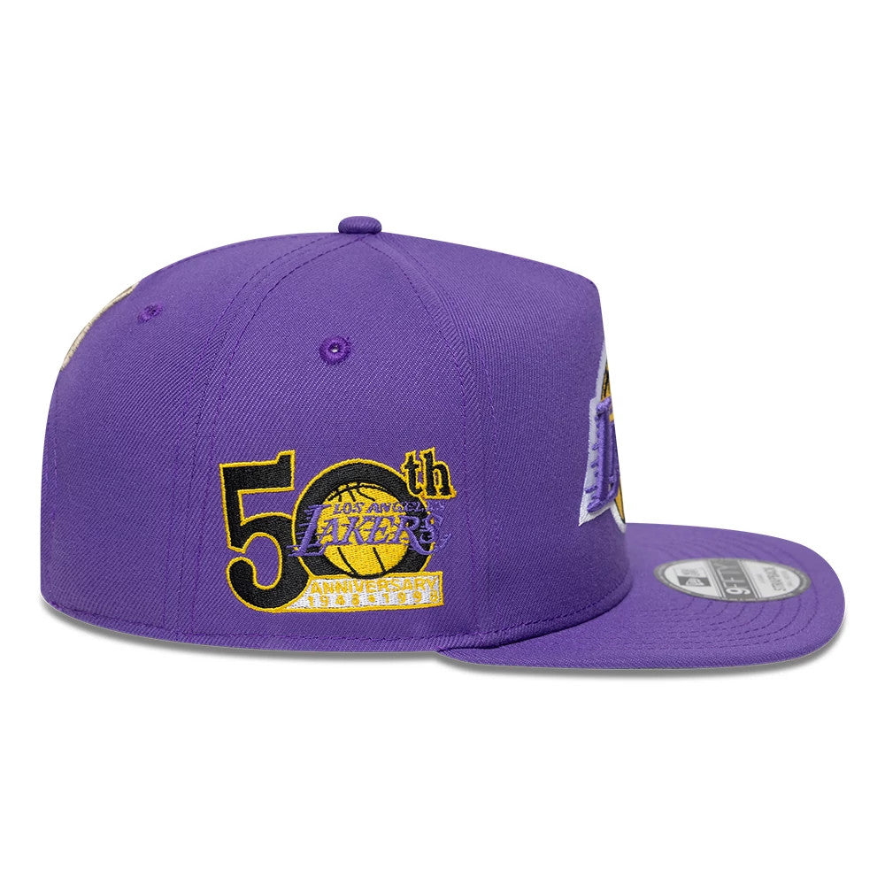 New Era LA Lakers NBA Hardwood Classic Purple 9FIFTY A-Frame Snapback Adjustable Cap