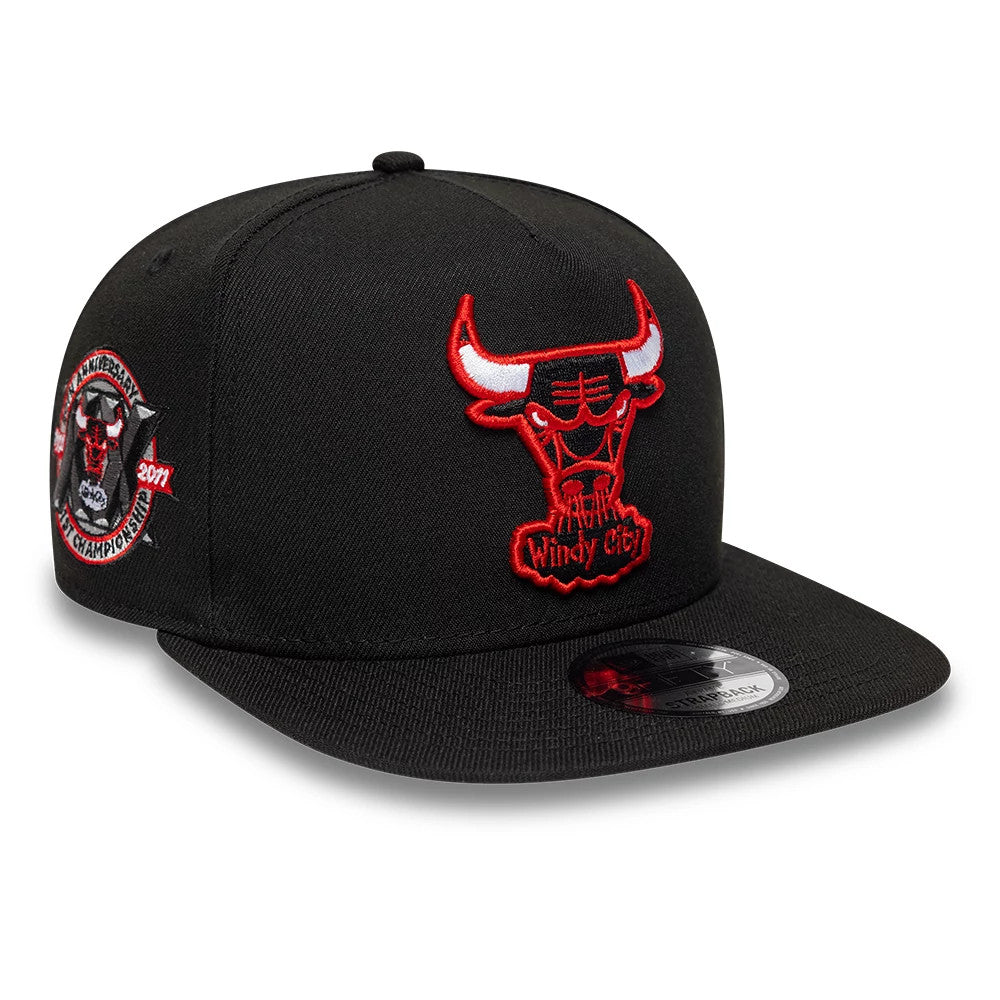 New Era Chicago Bulls NBA Hardwood Classic Black 9FIFTY A-Frame Snapback Adjustable Cap