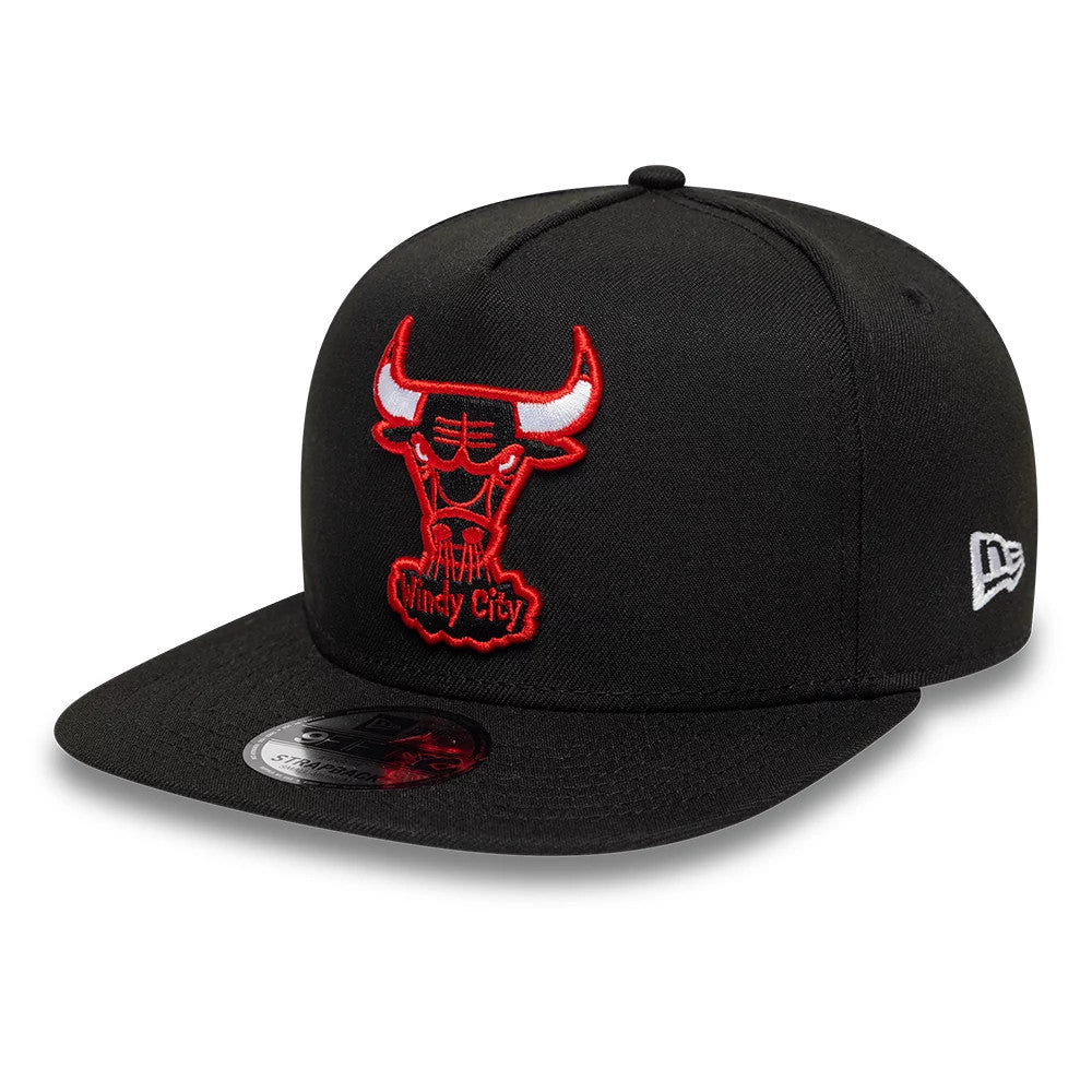 New Era Chicago Bulls NBA Hardwood Classic Black 9FIFTY A-Frame Snapback Adjustable Cap