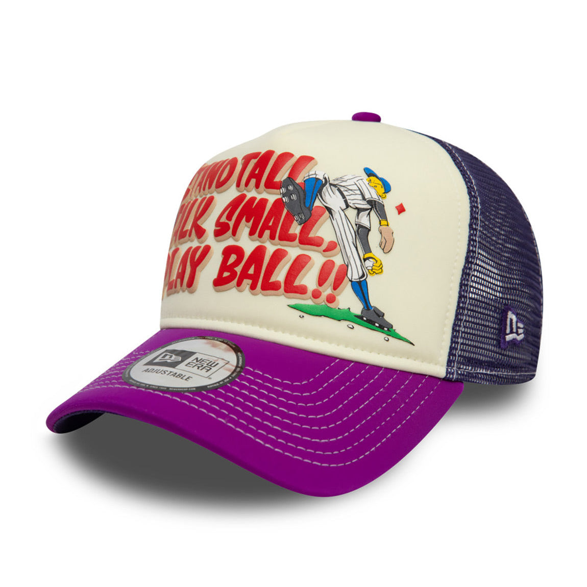 NEW ERA NE Graphic Trucker Adjustable Cap STAND TALL Beige Lila