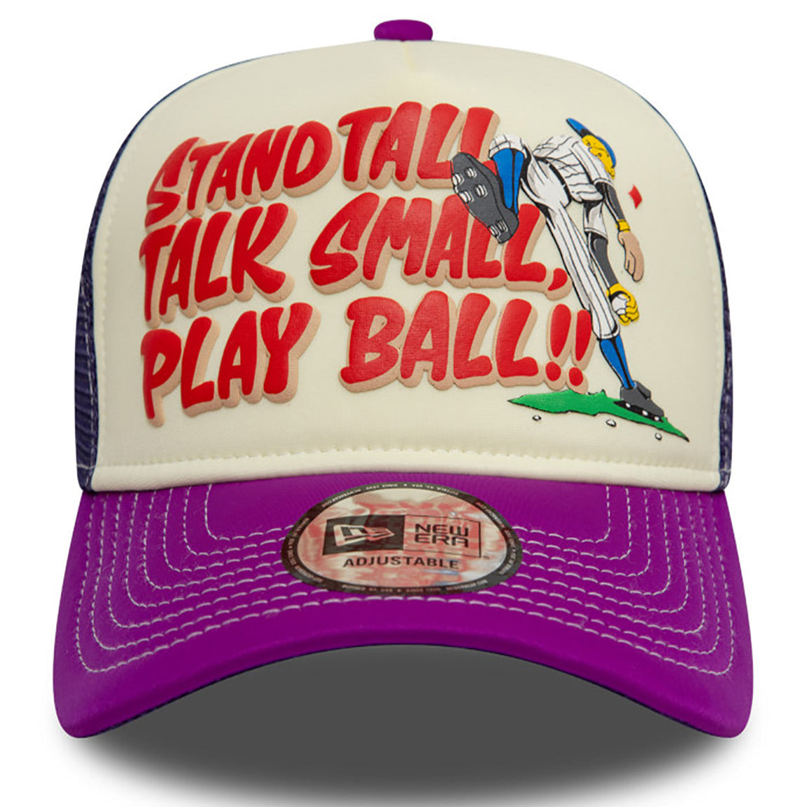 NEW ERA NE Graphic Trucker Adjustable Cap STAND TALL Beige Lila