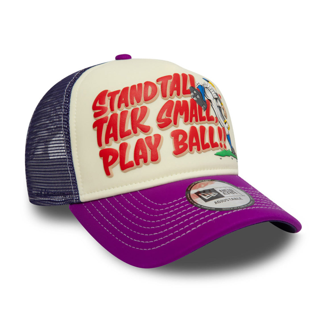 NEW ERA NE Graphic Trucker Adjustable Cap STAND TALL Beige Lila