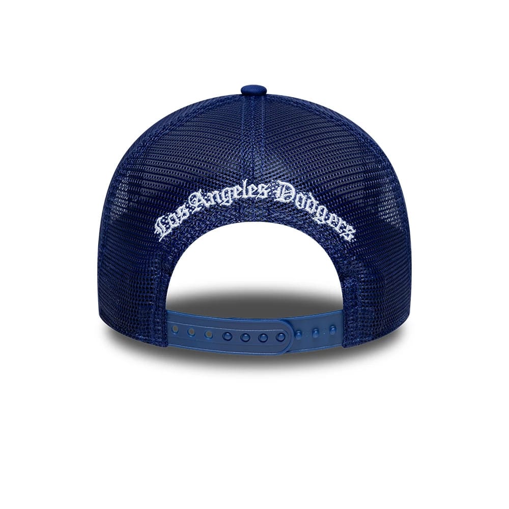 NEW ERA LA Dodgers MLB Script Dark Blue 9FORTY A-Frame Trucker Adjustable Cap