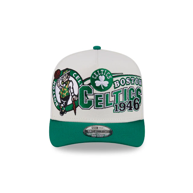 NEW ERA Boston Celtics NBA Classic White 9FIFTY A-Frame Snapback Adjustable Cap