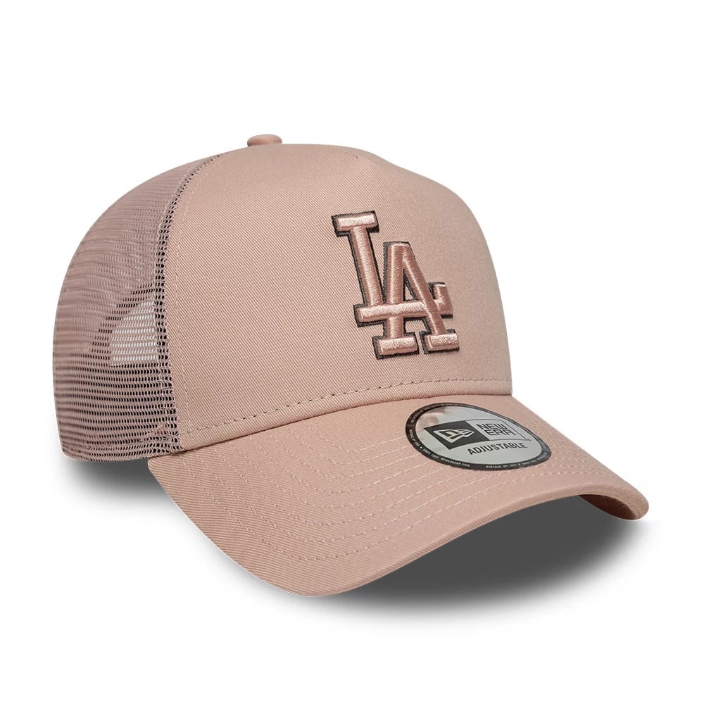 NEW ERA LA Dodgers MLB Outline Pastel Pink 9FORTY E-Frame Trucker Adjustable Cap