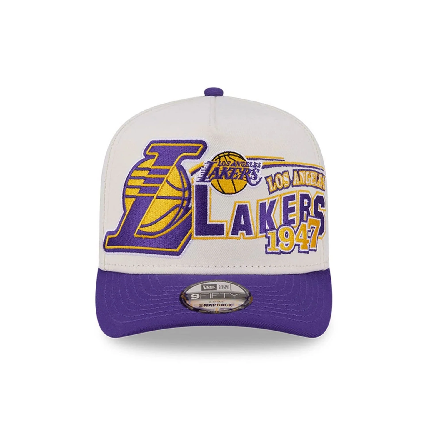 NEW ERA LA Lakers NBA Classic White 9FIFTY A-Frame Snapback Adjustable Cap