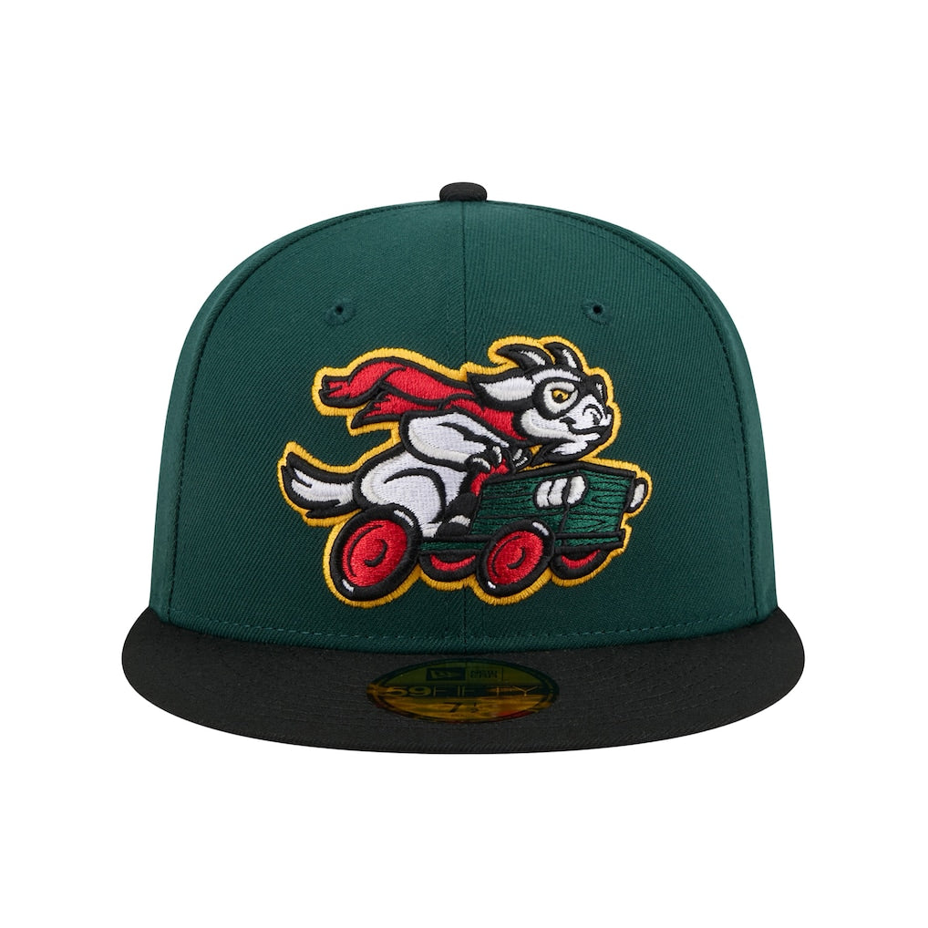 New Era Hickory Crawdads Dark Green Theme Nights 59FIFTY Fitted Hat