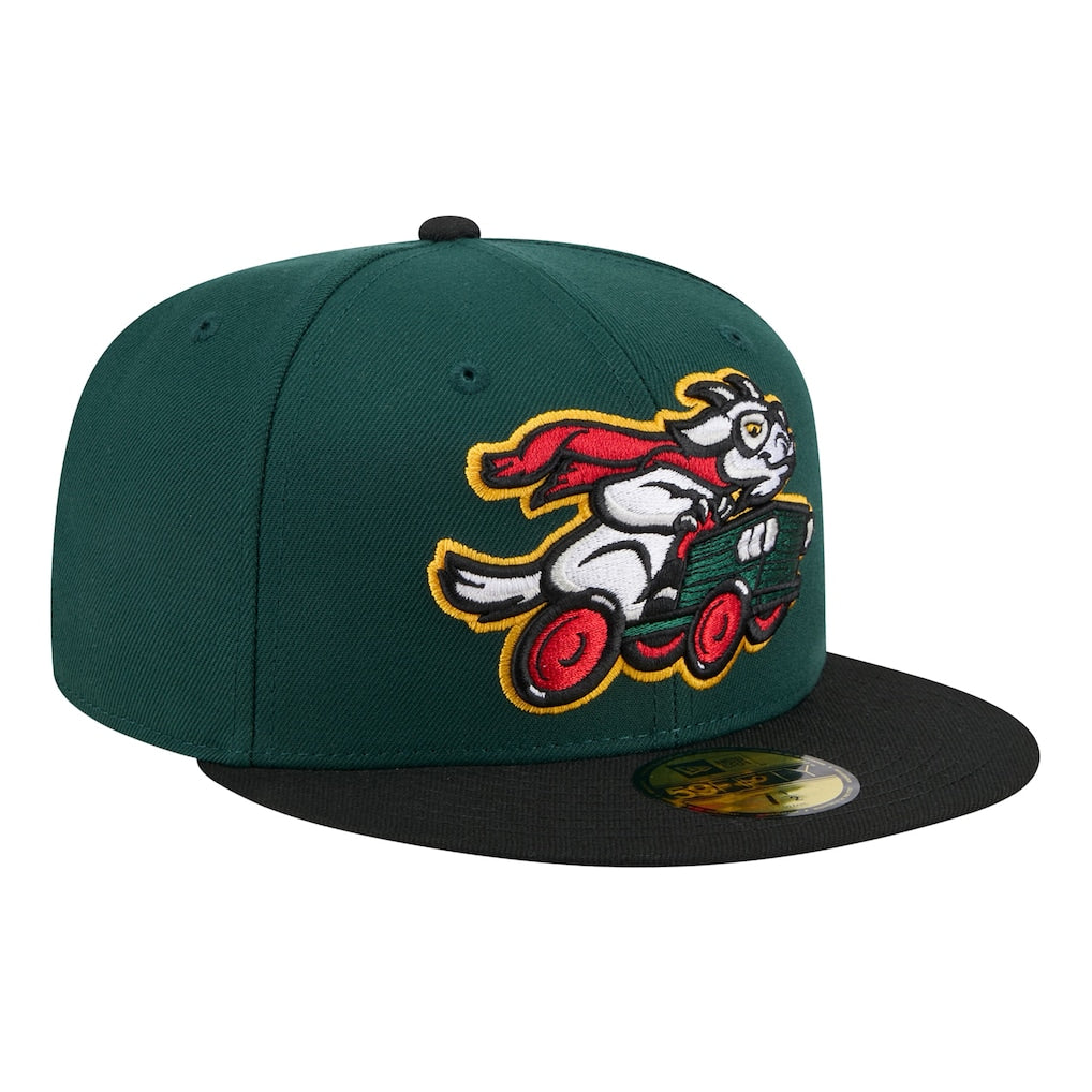 New Era Hickory Crawdads Dark Green Theme Nights 59FIFTY Fitted Hat